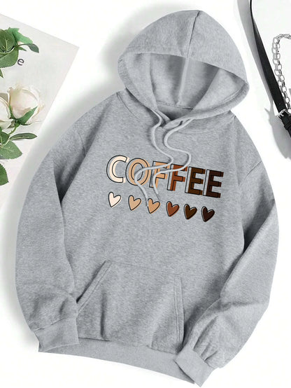 Sudadera con capucha con estampado gráfico de letras divertidas para mujer, sudadera de lana a la moda, informal,con capucha, ropa de gran tamaño para otoño