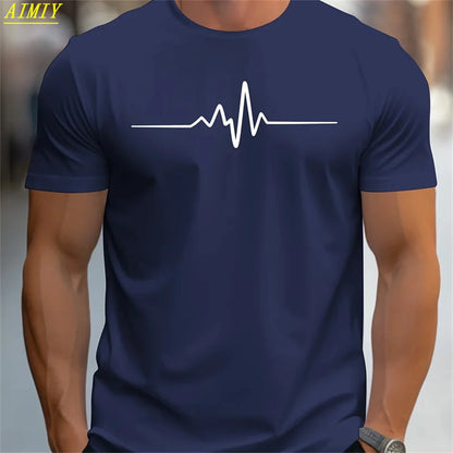 Camiseta de moda de verano con estampado de letras y rayas 3D para hombre, estilo hip hop, estilo Harajuku, informal, de cuello redondo, de gran tamaño
