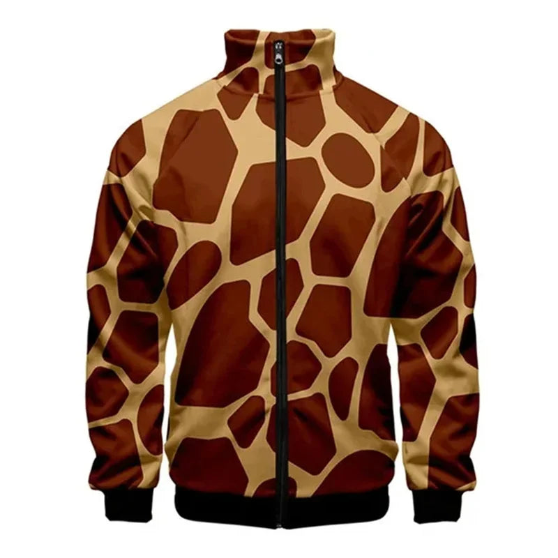 Chaqueta unisex con cremallera de piel de serpiente de tigre impresa  para hombres, abrigo de manga larga con patrón de Animal fresco, chaquetas sueltas con personalidad, Top de ropa de calle