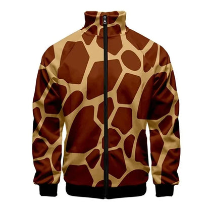 Chaqueta unisex con cremallera de piel de serpiente de tigre impresa  para hombres, abrigo de manga larga con patrón de Animal fresco, chaquetas sueltas con personalidad, Top de ropa de calle