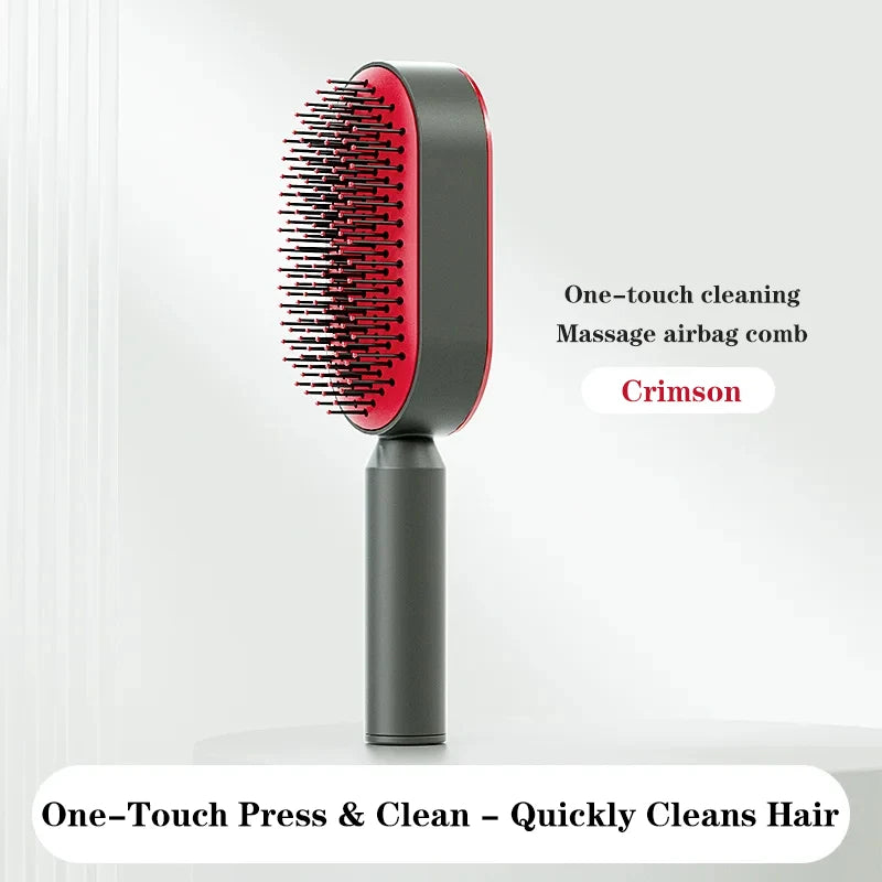 Peine de masaje, cepillo de pelo autolimpiante para mujer, peine de pelo rápido de una tecla, cojín de aire 3D, herramientas de estilismo para el cabello, peine con bolsa de aire