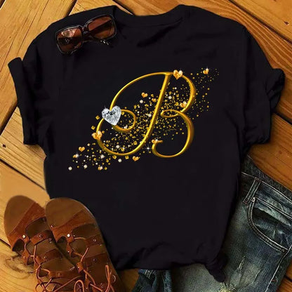 Camiseta de combinación de letras con nombre personalizado para mujer