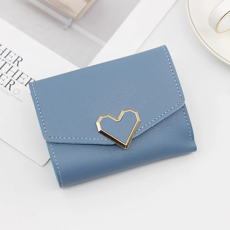 cartera larga con hebilla en forma de V para mujer, cartera triple para mujer