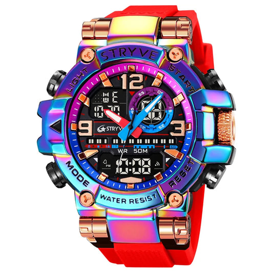 Relojes, reloj de moda para hombre, reloj resistente al agua hasta 5atm para hombre, correa de silicona con movimiento Digital-analógico de alta calidad