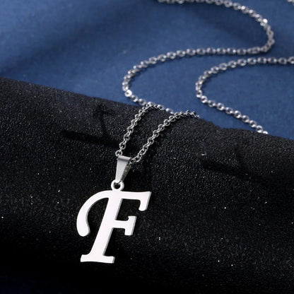 Fashion A-Z Letter Necklace for Women Men High Quality Stainless Steel Alphabet Necklace