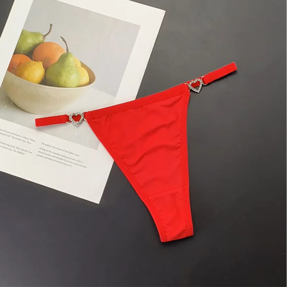 Tanga con tirantes para mujer, ropa interior con diamantes de imitación brillantes de talla grande