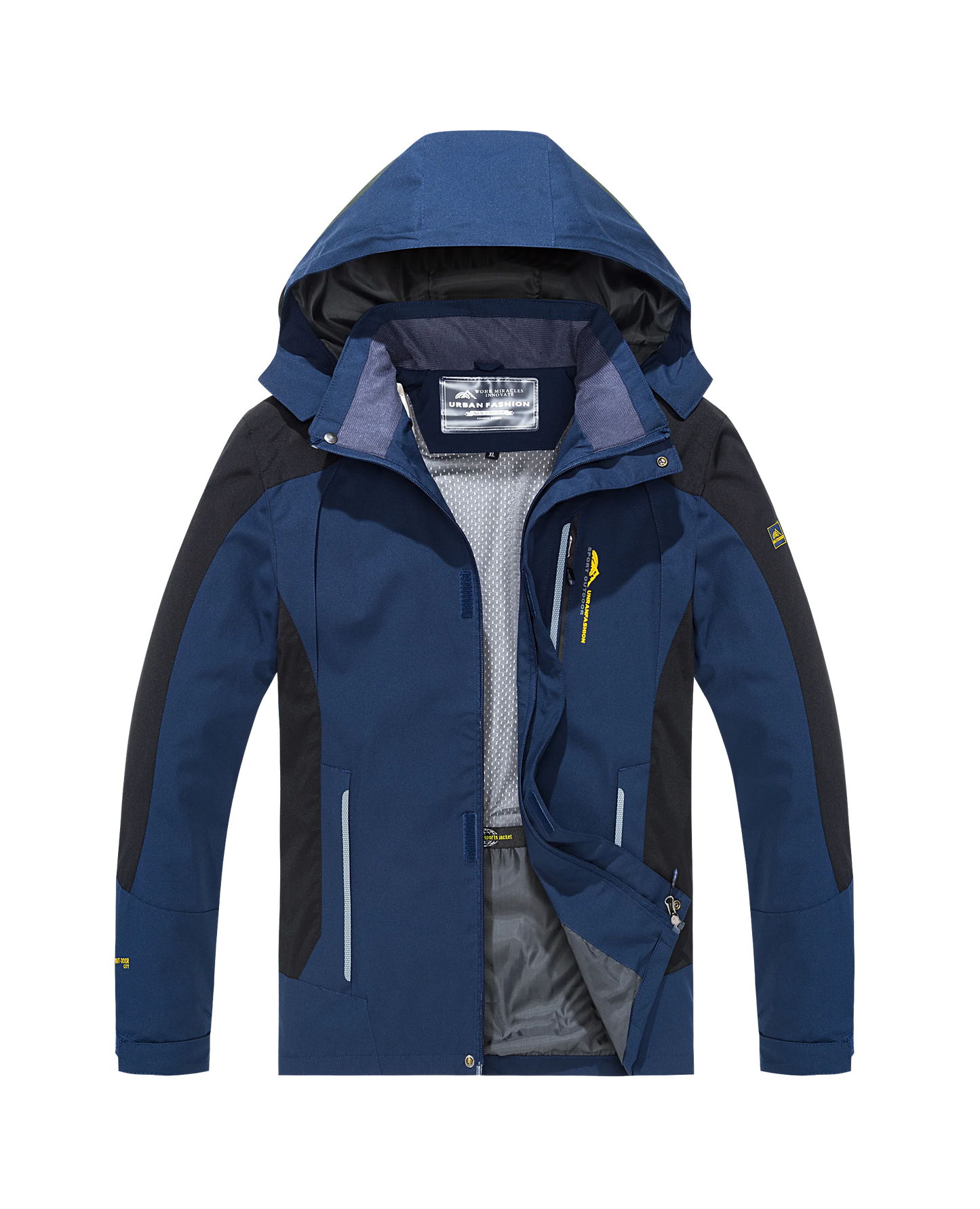 Chaqueta de senderismo impermeable para hombre, cortavientos a prueba de viento de gran tamaño
