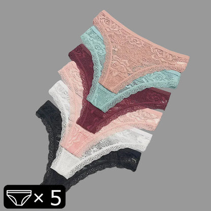 5 uds., tangas de encaje, ropa interior de mujer, lencería para mujer