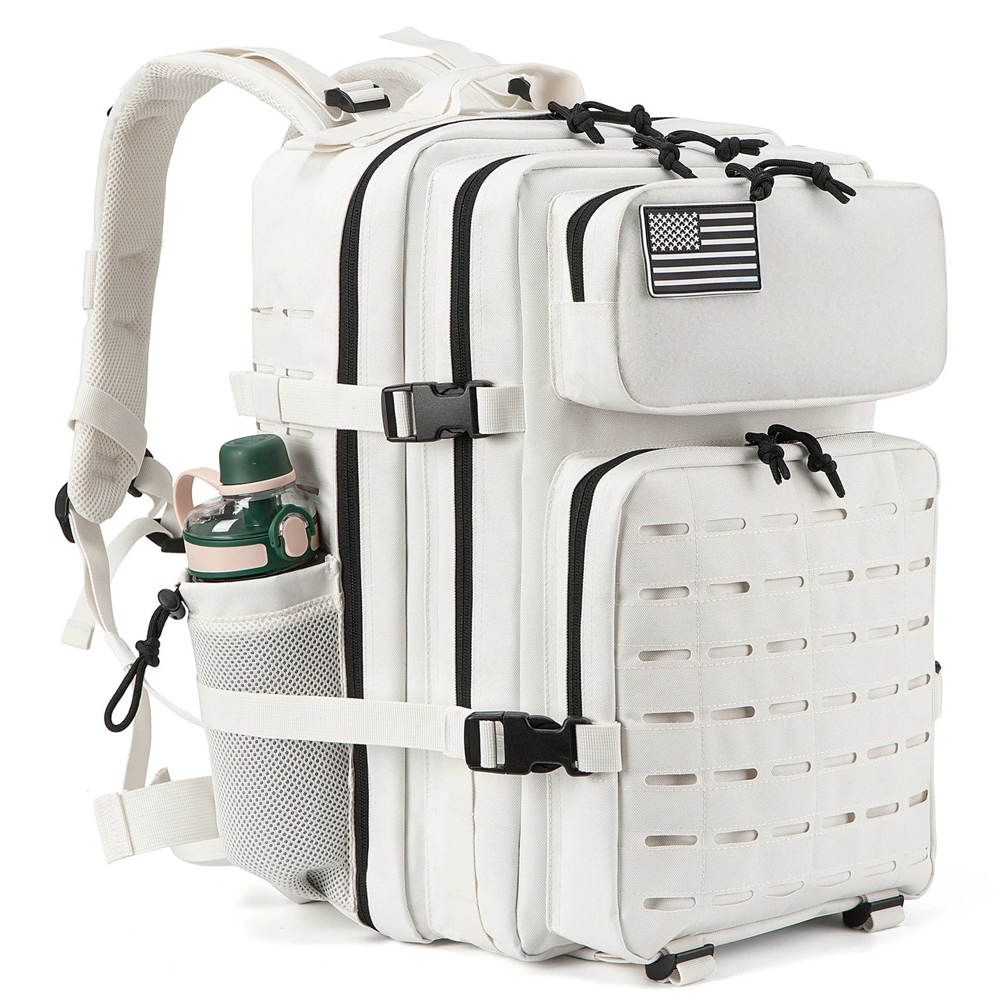 Sac à dos tactique pour hommes et femmes, sac de survie en plein air, petit sac à dos d'école avec porte-bouteille d'eau 25L/45L