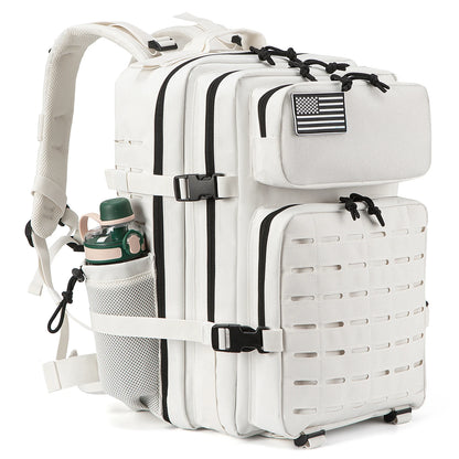 Sac à dos tactique pour hommes et femmes, sac de survie en plein air, petit sac à dos d'école avec porte-bouteille d'eau 25L/45L