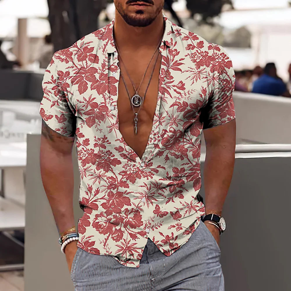 Chemises cocotiers pour hommes, chemises imprimées en 3D pour hommes, chemises de plage à manches courtes, chemisier tendance pour hommes, chemise 