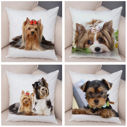 Funda de cojín decorativa con estampado de perro para sofá, hogar, mascota, adorable