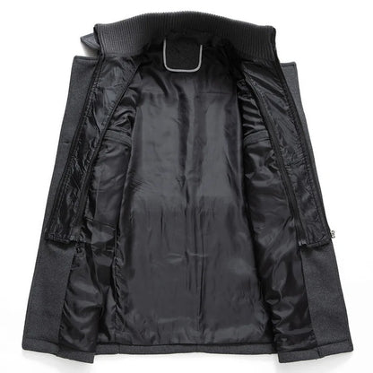 Abrigo de lana con doble cuello para hombre, moda de invierno, grueso, informal, de negocios, dobladillo recto, diseño Simple, sin cinturón, bolsillo lateral