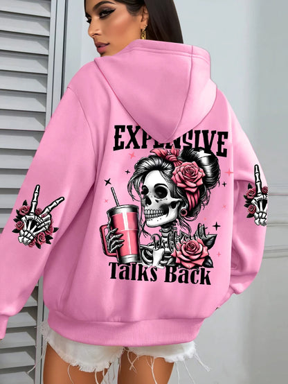 Sudadera con capucha con estampado divertido para mujer, jerséis ropa deportiva de lana para otoño, Sudadera con capucha informal con bolsillo