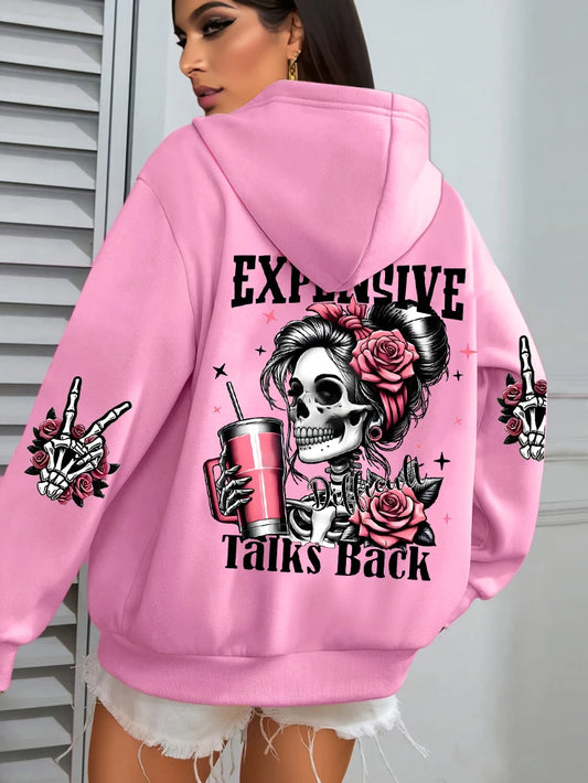 Sudadera con capucha con estampado divertido para mujer, jerséis ropa deportiva de lana para otoño, Sudadera con capucha informal con bolsillo