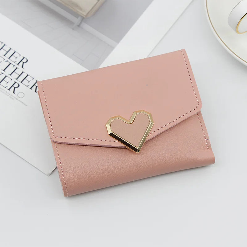 cartera larga con hebilla en forma de V para mujer, cartera triple para mujer