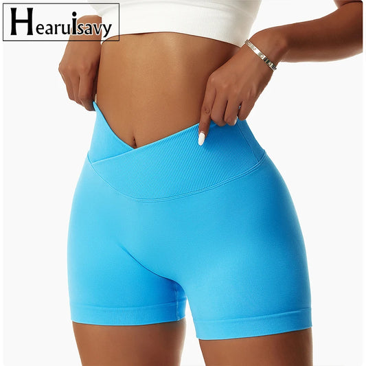 Women's High Waist Seamless Yoga Shorts Stretchy Sports Leggings Summer Butt Lifting Gym Shorts