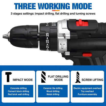 Cordless Impact Drill Electric Screwdriver Electric Hammer Mini Hand Drill Lithium-ion Battery Power Tools 88VF