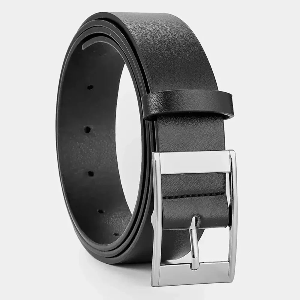 cinturón de lujo para hombre, cinturón de cuero PU, hebilla de Metal