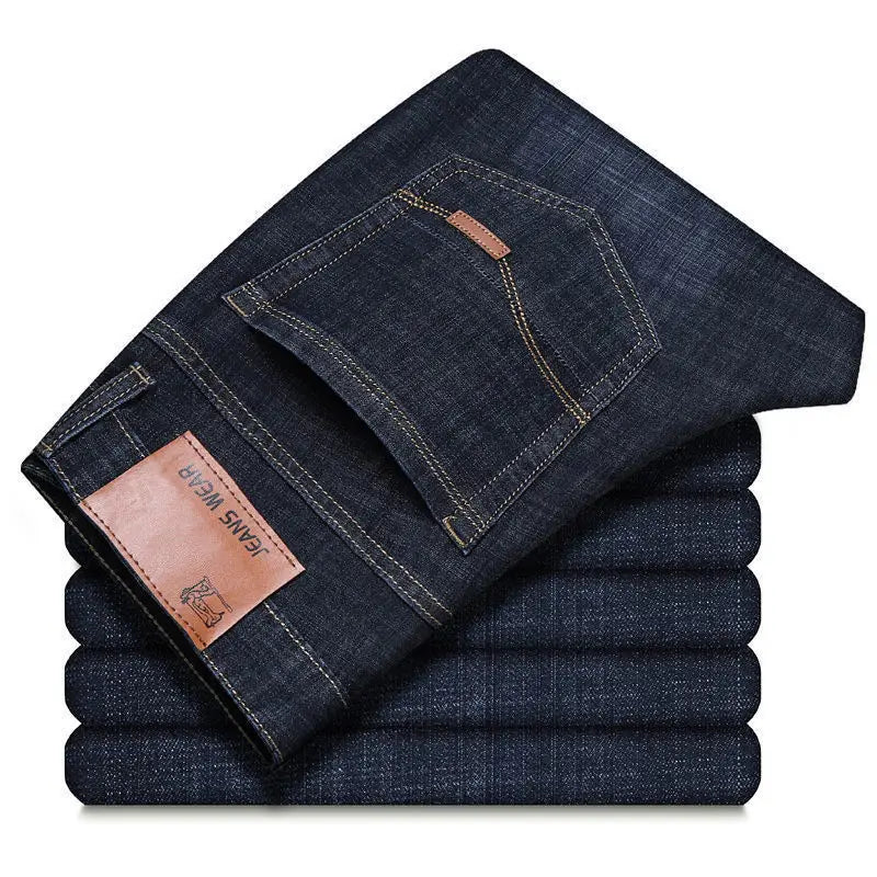 Pantalones vaqueros rectos informales, cómodos y suaves para hombre, de marca, ligeros, de lujo, ajustados y elásticos.