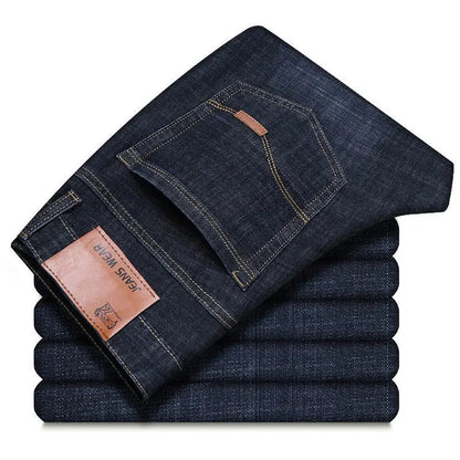 Pantalones vaqueros rectos informales, cómodos y suaves para hombre, de marca, ligeros, de lujo, ajustados y elásticos.