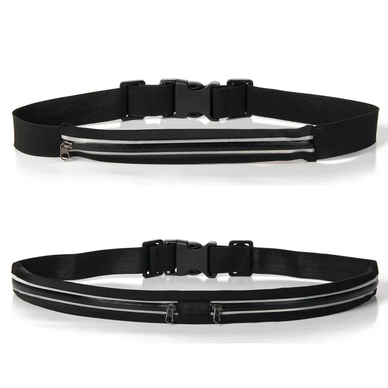 Riñonera ajustable para correr, doble bolsillo, impermeable, cinturón para teléfono, bolsa pequeña de nailon para viajar, ciclismo, senderismo, deporte, gimnasio
