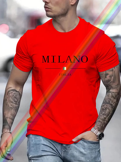Camiseta informal de manga corta de algodón con estampado de letras Milano para hombre y mujer, ropa de verano, moda urbana