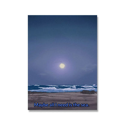 Pintura en lienzo para pared, arte nórdico, puesta de sol, arena, mar, playa, ondas, océano, Palma, póster, imagen Modular de paisaje marino para decoración para sala de estar