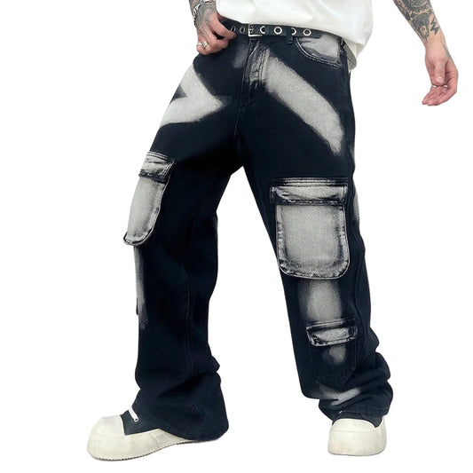 Pantalones estéticos, pantalones vaqueros para hombre, hombre pantalones vaqueros pierna ancha