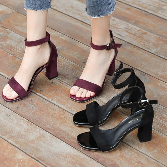 Summer fashion women sandals mid high heel outdoor sandals elegant wedding shoes bridal shoes plus size 34-40 buckle strap