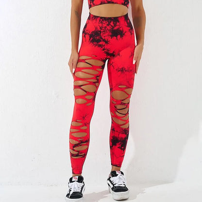 Mallas caladas sexis para mujer, medias teñidas sin costuras, cintura alta, realce de glúteos, entrenamiento, correr, pantalones elásticos de Yoga para mujer