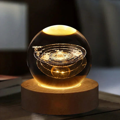Lámpara de bola de cristal de galaxia con alimentación por USB, luz de luna iluminada  para el hogar, dormitorio, escritorio, mesa, decoración, luz de noche.