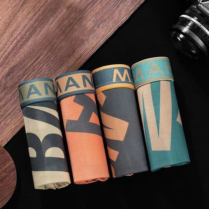 Lot de 12 boxers tendance pour homme, sous-vêtements respirants avec lettres imprimées 
