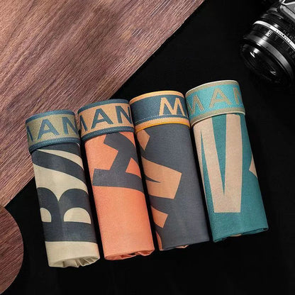 Lot de 12 boxers tendance pour homme, sous-vêtements respirants avec lettres imprimées 