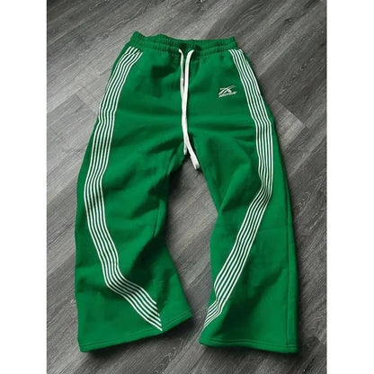 Pantalones deportivos de pierna recta holgados a rayas informales para hombre