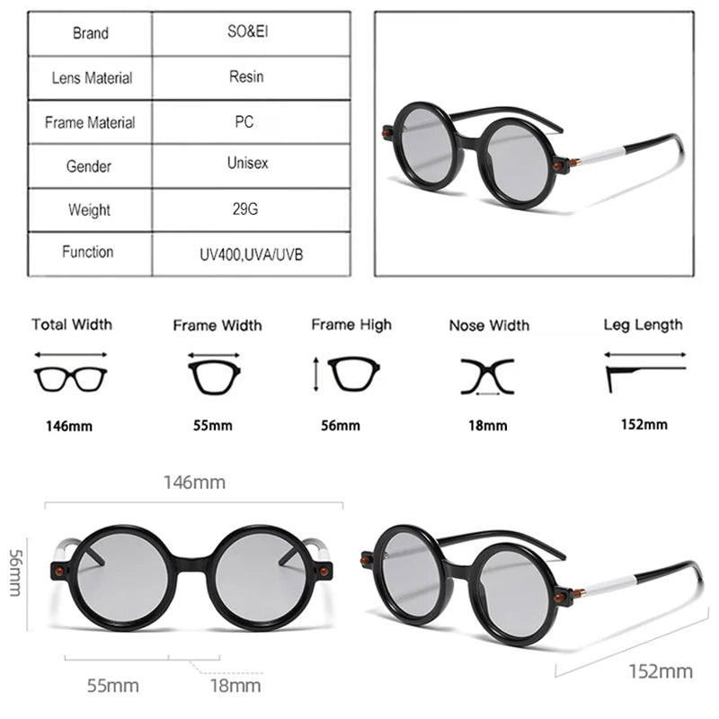 Popular Fashion Round Sunglasses Women Retro Double Color Clear Lens Glasses 