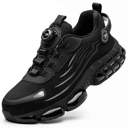 Zapatos de seguridad con botón giratorio para hombre, antigolpes y antiperforación, calzado de trabajo, calzado deportivo de seguridad a la moda, botas protectoras de seguridad para hombre.