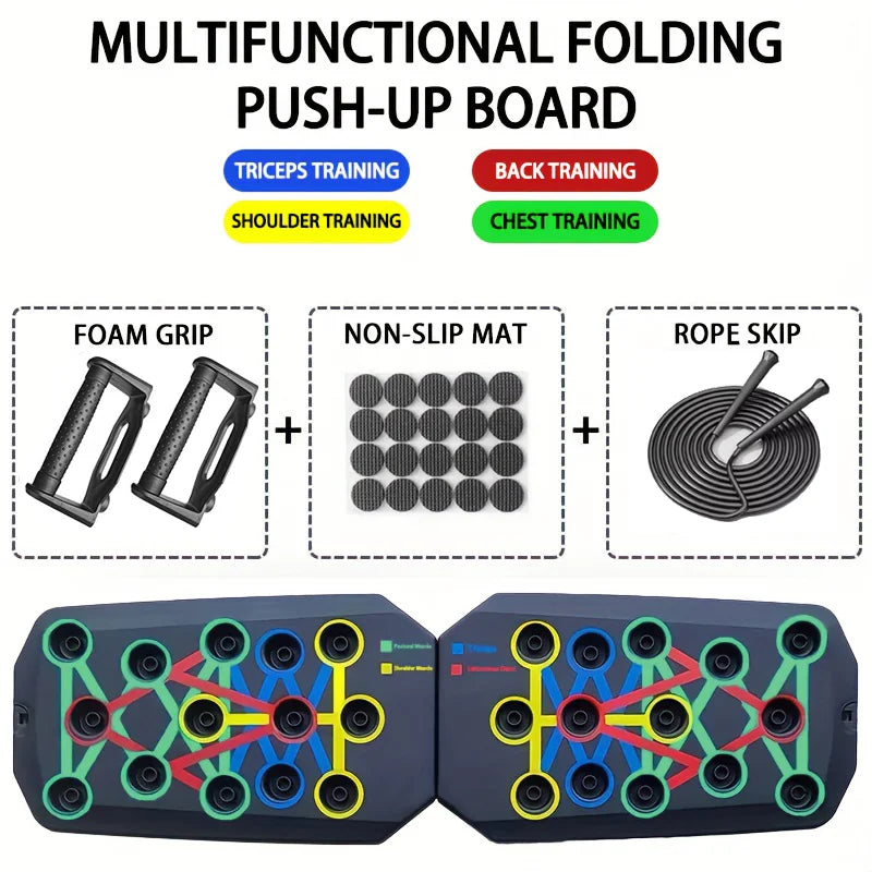 Tabla de flexiones portátil y multifuncional con asas, equipo de fitness plegable para entrenamiento de pecho, abdomen, brazos y espalda.