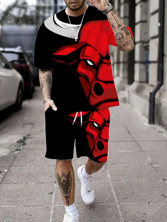 El nuevo conjunto de camiseta y pantalones cortos con estampado para hombre