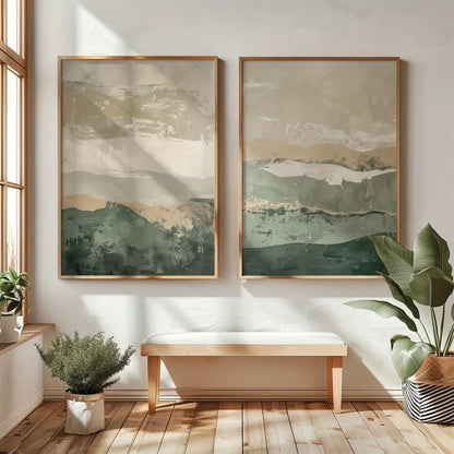 2 unids cuadros montañas lienzo abstracto póster impreso arte minimalista moderno impresión decoración del hogar arte de la pared cartel