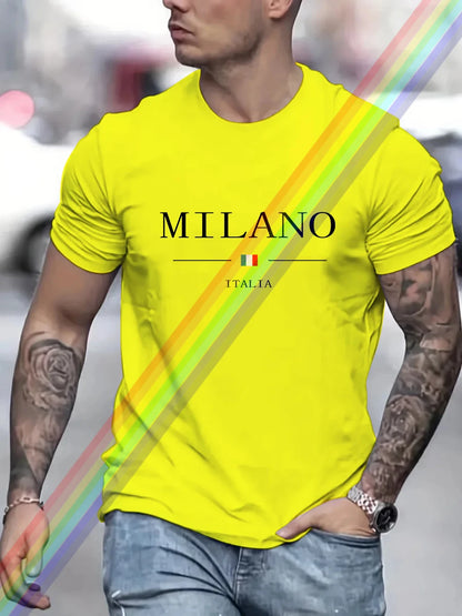Camiseta informal de manga corta de algodón con estampado de letras Milano para hombre y mujer, ropa de verano, moda urbana