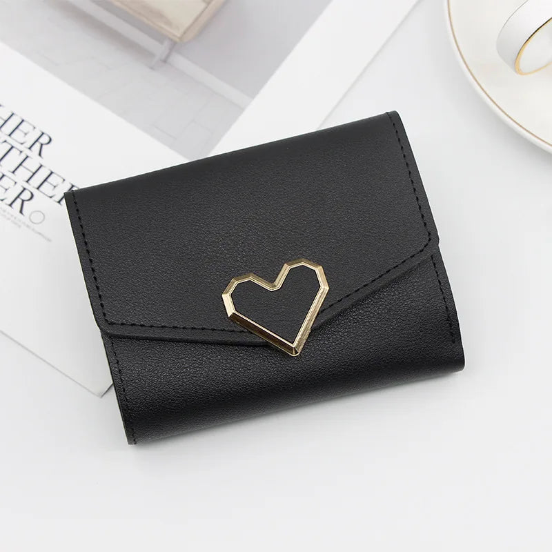 cartera larga con hebilla en forma de V para mujer, cartera triple para mujer