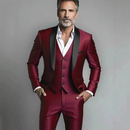 Conjunto de tres piezas para fiesta de boda, chaqueta masculina de talla grande, pantalones y chaleco, traje ajustado a la moda