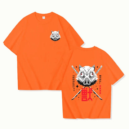 Camiseta con estampado de Hashibira Inosuke para mujer, camiseta de manga corta a la moda con estampado de anime callejero, camiseta informal de verano con personalidad