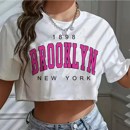 Camiseta  gráfica cuello redondo, camiseta Casual elegante para mujeres