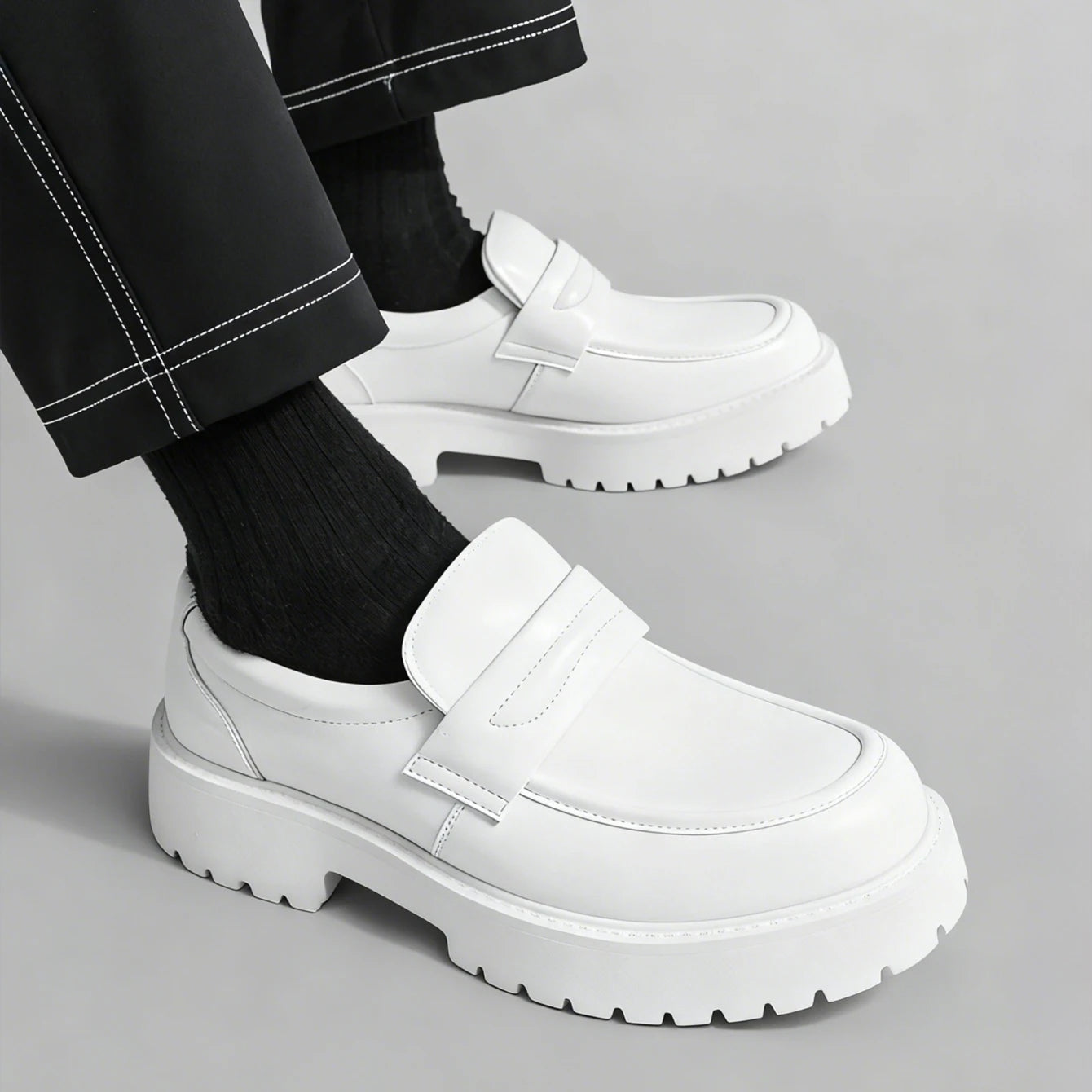 Mocasines clásicos de suela gruesa para hombre, zapatos de vestir formales para caballero