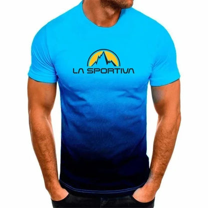 Camiseta deportiva de verano La Sportiva con estampado de letras para hombre, transpirable y cómoda, de cuello redondo, informal, de manga corta para correr
