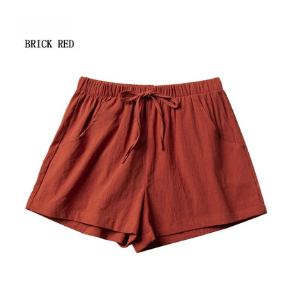 Pantalones cortos casuales de lino para mujer, pantalones cortos de entrenamiento para gimnasio, pantalones cortos de algodón, pantalones cortos negros de cintura alta para mujer, pantalones cortos deportivos para mujer