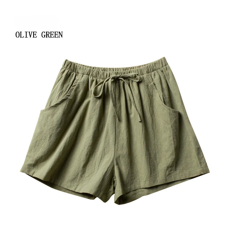 Pantalones cortos casuales de lino para mujer, pantalones cortos de entrenamiento para gimnasio, pantalones cortos de algodón, pantalones cortos negros de cintura alta para mujer, pantalones cortos deportivos para mujer