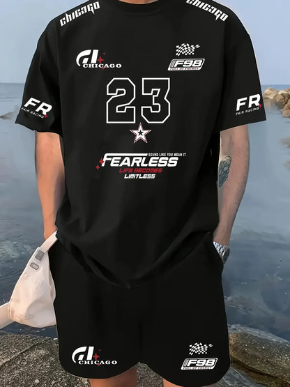 El nuevo traje de verano  para hombre, camiseta gráfica casual con estampado de letras, camiseta deportiva de manga corta, adecuada tanto para hombres como para mujeres.